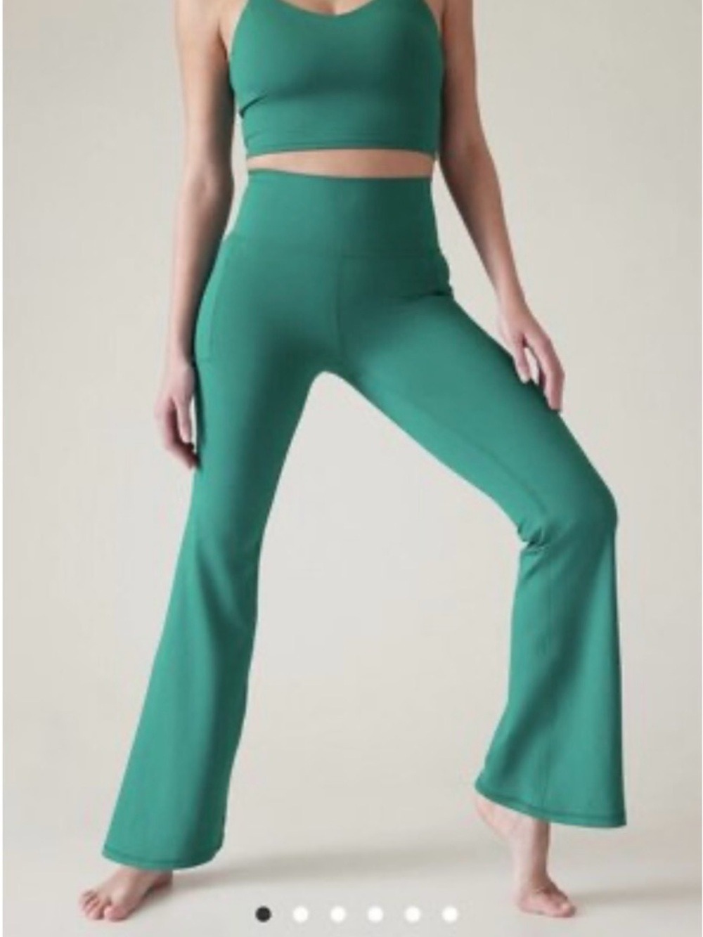 Athleta Salutation Leggings Stash Flare Teal Yoga Pants Pocket High Rise Large - Picture 11 of 11